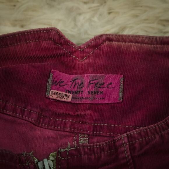 Free People Size 27 Want It All Tye Dyed Pink Zipper Midi Length Corduroy Skirt - Picture 4 of 7